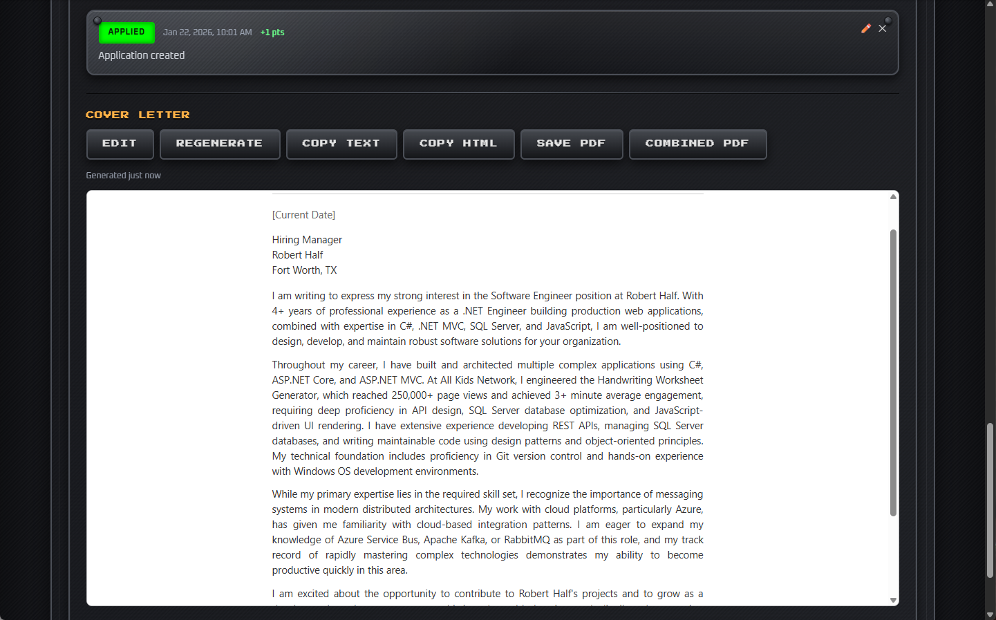 Cover Letter Generator - Streamline application materials