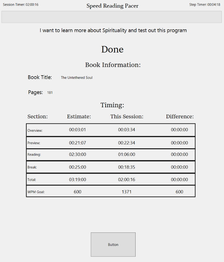 Screenshot of Speed Reading Pacer